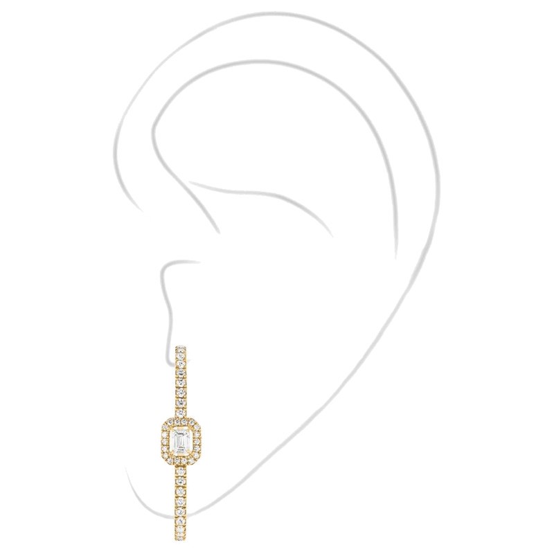 Boucle d'oreille clip Messika My Twin en or jaune et diamant émeraude 0,10 carat
