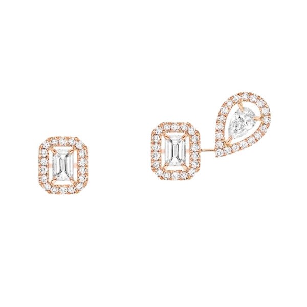 Boucles d'oreilles Messika My Twin 1+2 en or rose et diamants