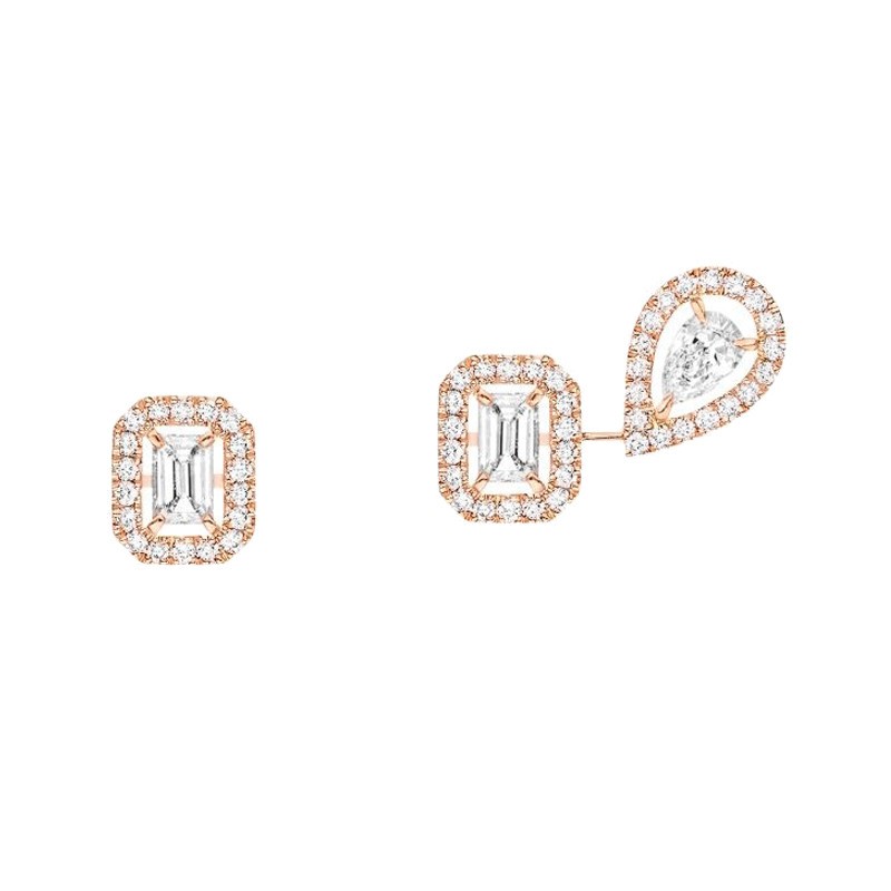 Boucles d'oreilles Messika My Twin 1+2 en or rose et diamants