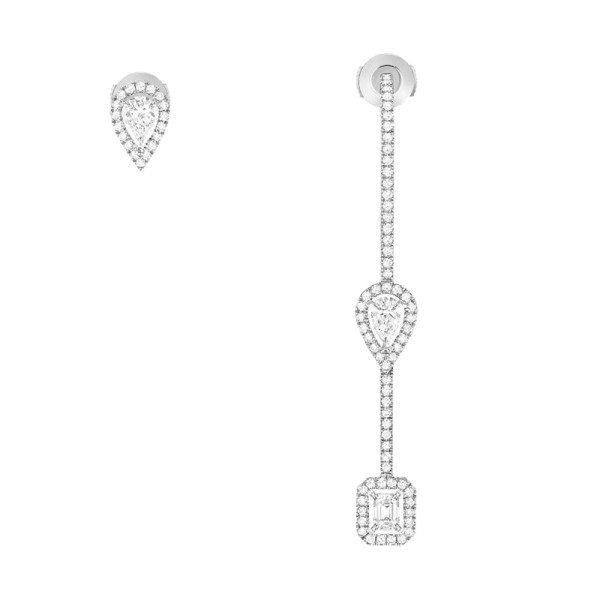 Boucles d'oreilles Messika My Twin Pendantes en or blanc et diamants