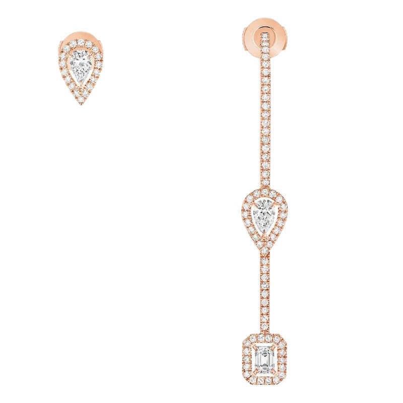 Boucles d'oreilles Messika My Twin Pendantes en or rose et diamants