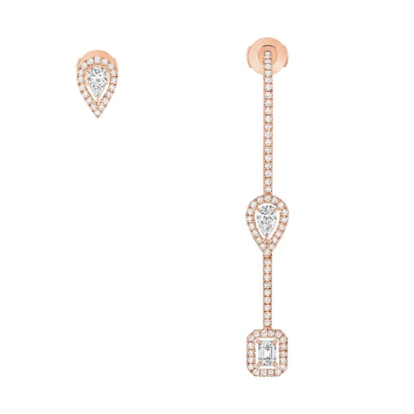 Boucles d'oreilles Messika My Twin Pendantes en or rose et diamants