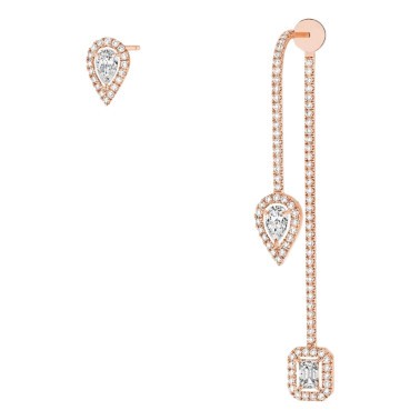 Boucles d'oreilles Messika My Twin Pendantes en or rose et diamants
