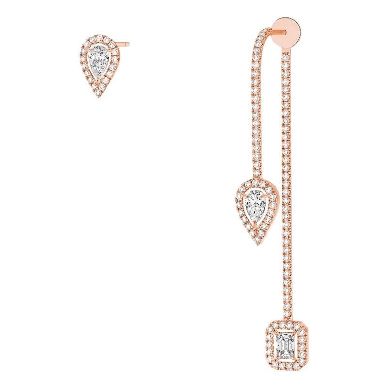 Boucles d'oreilles Messika My Twin Pendantes en or rose et diamants