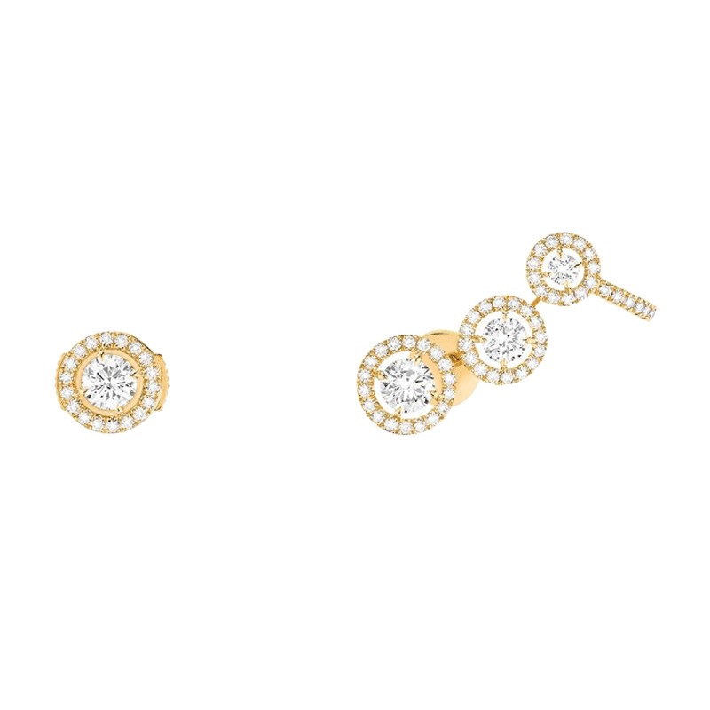Boucles d'oreilles Messika Joy Trio en or jaune et diamants