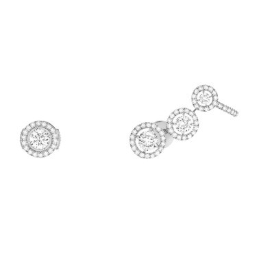 Boucles d'oreilles Messika Joy Trio en or blanc et diamants
