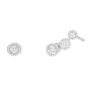 Boucles d'oreilles Messika Joy Trio en or blanc et diamants