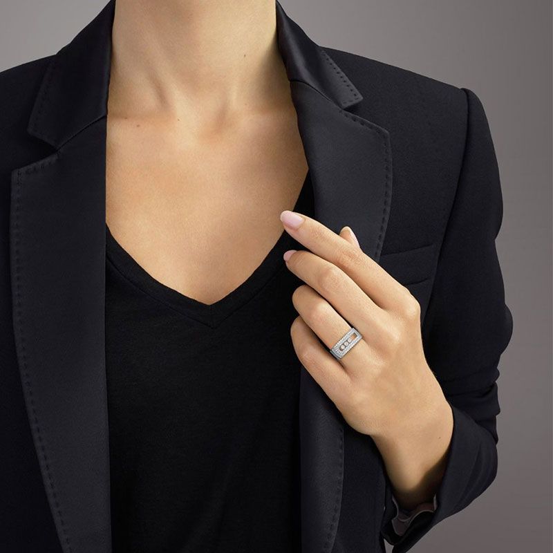 Bague Messika Move Noa Pavée grand modèle en or rose et diamants