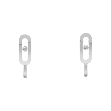 Mini créoles Messika Move Uno en or blanc et diamant