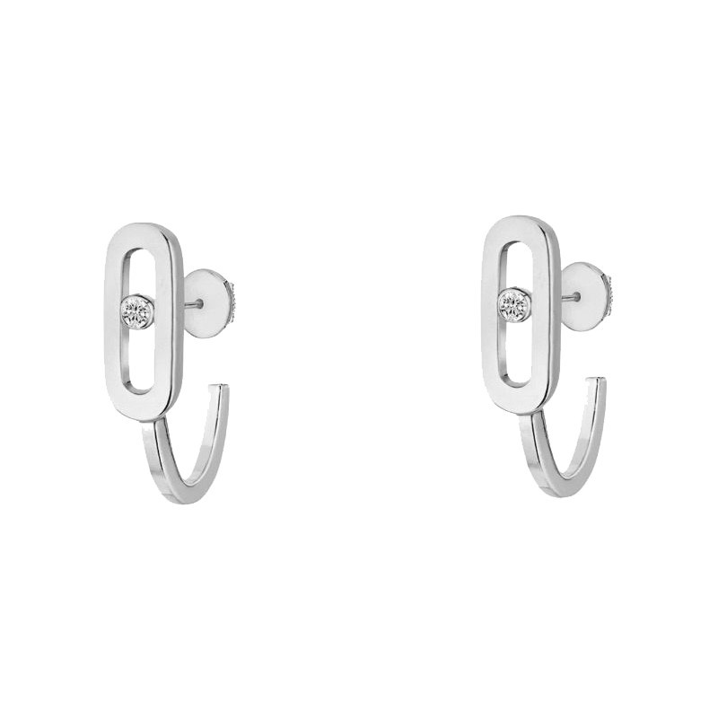 Mini créoles Messika Move Uno en or blanc et diamant