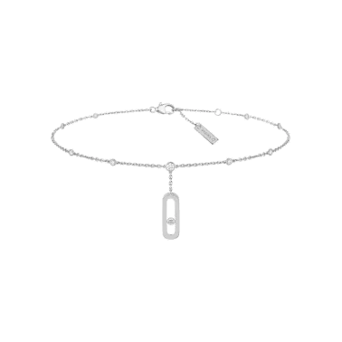 Bracelet de cheville Messika Move Uno en or blanc et diamants