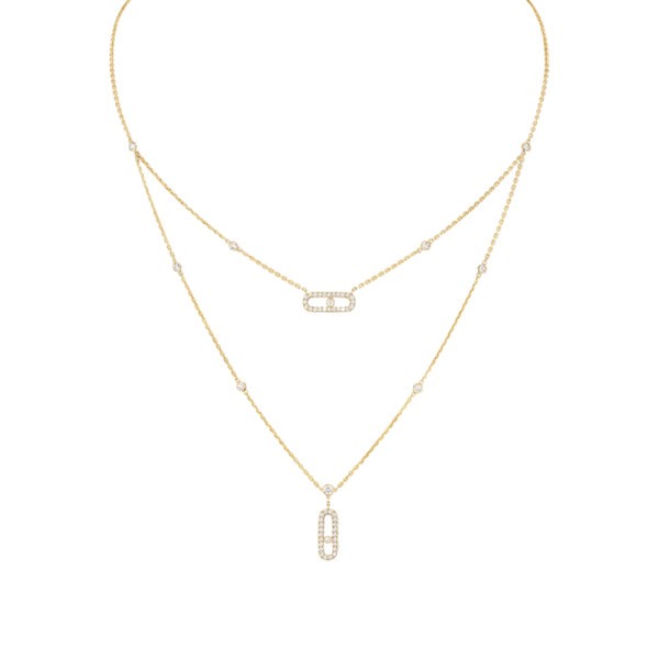 Collier Messika Move Uno 2 rangs Pavé en or jaune et diamants