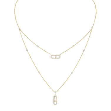 Collier Messika Move Uno 2 rangs Pavé en or jaune et diamants