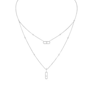 Collier Messika Move Uno 2 rangs en or blanc et diamants