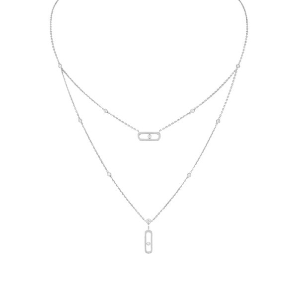 Collier Messika Move Uno 2 rangs en or blanc et diamants