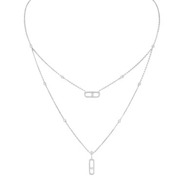 Collier Messika Move Uno 2 rangs en or blanc et diamants
