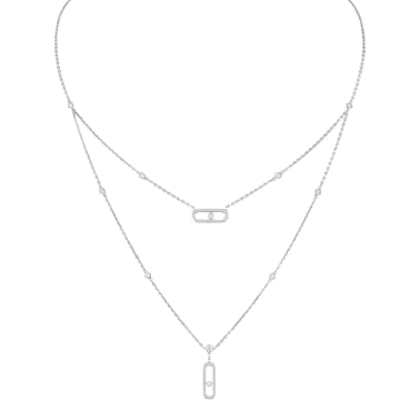 Collier Messika Move Uno 2 rangs en or blanc et diamants