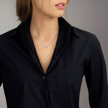 Collier Messika Move Uno 2 rangs en or blanc et diamants
