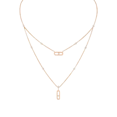 Collier Messika Move Uno 2 rangs en or rose et diamants