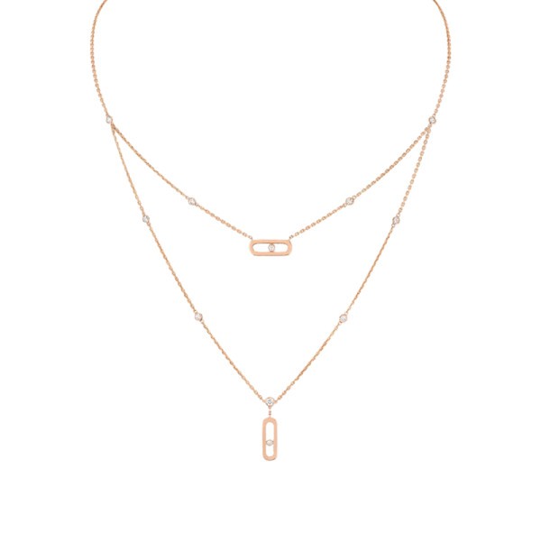 Collier Messika Move Uno 2 rangs en or rose et diamants