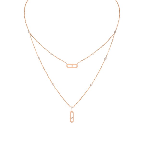 Collier Messika Move Uno 2 rangs en or rose et diamants