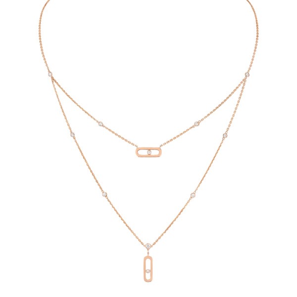 Collier Messika Move Uno 2 rangs en or rose et diamants