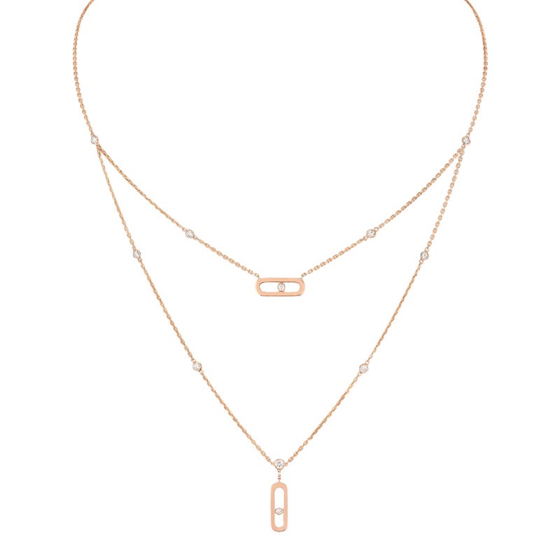Collier Messika Move Uno 2 rangs en or rose et diamants