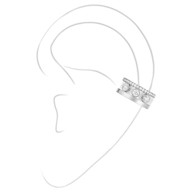 Boucle d'oreille clip Messika Move Romane en or blanc et diamants