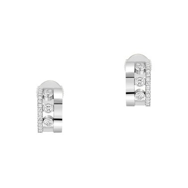 Mini créoles Messika Move Romane en or blanc et diamants