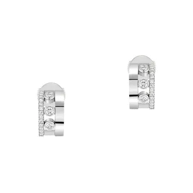 Mini créoles Messika Move Romane en or blanc et diamants