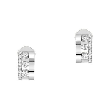 Mini créoles Messika Move Romane en or blanc et diamants