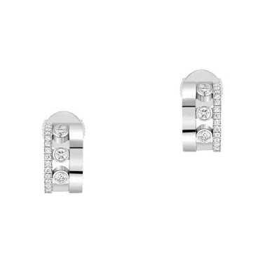 Mini créoles Messika Move Romane en or blanc et diamants