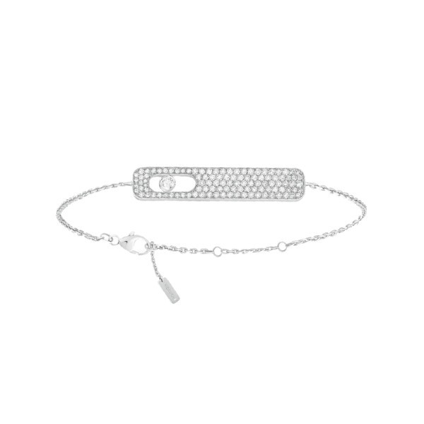 Bracelet Messika My First Diamond Pavé grand modèle en or blanc et diamants