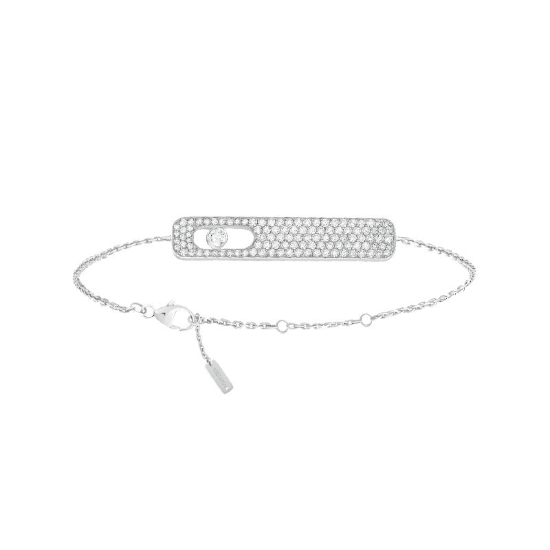 Bracelet Messika My First Diamond Pavé grand modèle en or blanc et diamants