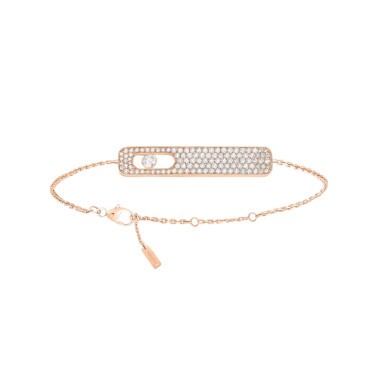 Bracelet Messika My First Diamond Pavé grand modèle en or rose et diamants