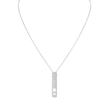 Collier Messika My First Diamond Pavé grand modèle en or blanc et diamants