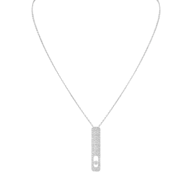 Collier Messika My First Diamond Pavé grand modèle en or blanc et diamants