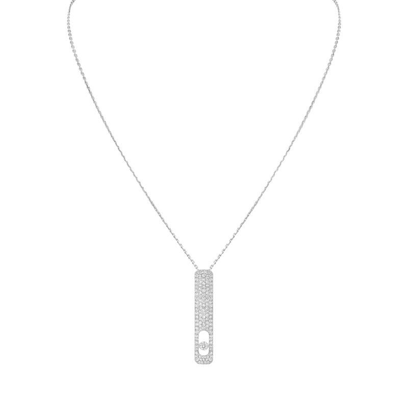 Collier Messika My First Diamond Pavé grand modèle en or blanc et diamants