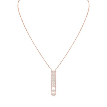 Collier Messika My First Diamond Pavé grand modèle en or rose et diamants