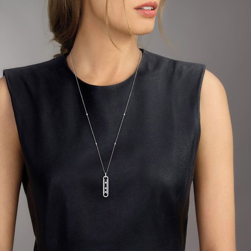 Collier Messika Move 10th petit modèle en or blanc et diamants