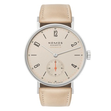  Montre NOMOS Tangente Neomatik champagne bracelet cuir tannage végétal  35 