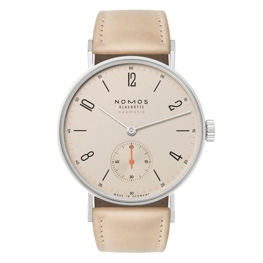  Montre NOMOS Tangente Neomatik champagne bracelet cuir tannage végétal  35 
