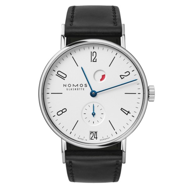  Montre NOMOS Tangente date réserve de marche mécanique bracelet cuir noir 35 