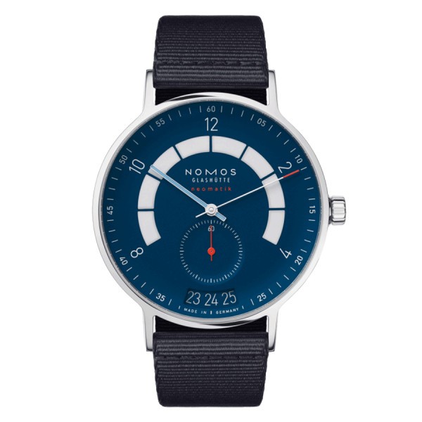  Montre NOMOS Autobahn Neomatik 41 date automatique cadran bleu bracelet textile bleu 41 