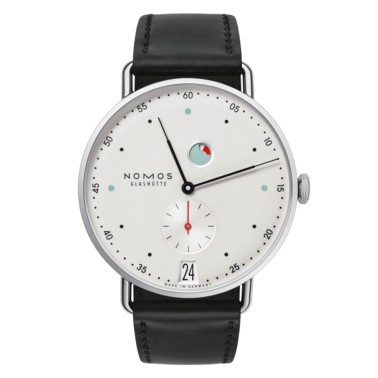  Montre NOMOS Metro date mécanique réserve de marche bracelet cuir noir interchangeable 37 