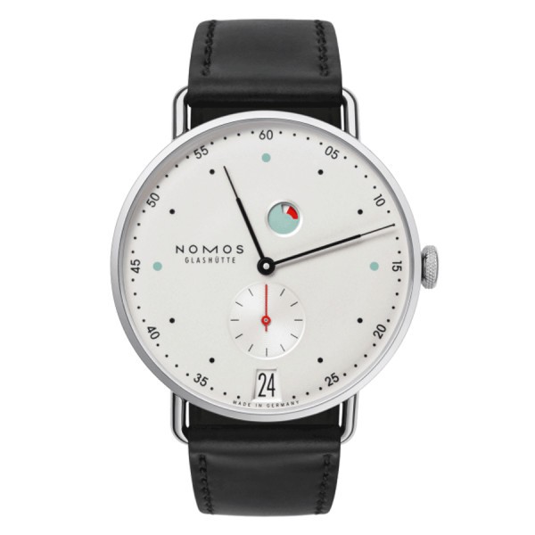  Montre NOMOS Metro date mécanique réserve de marche bracelet cuir noir interchangeable 37 