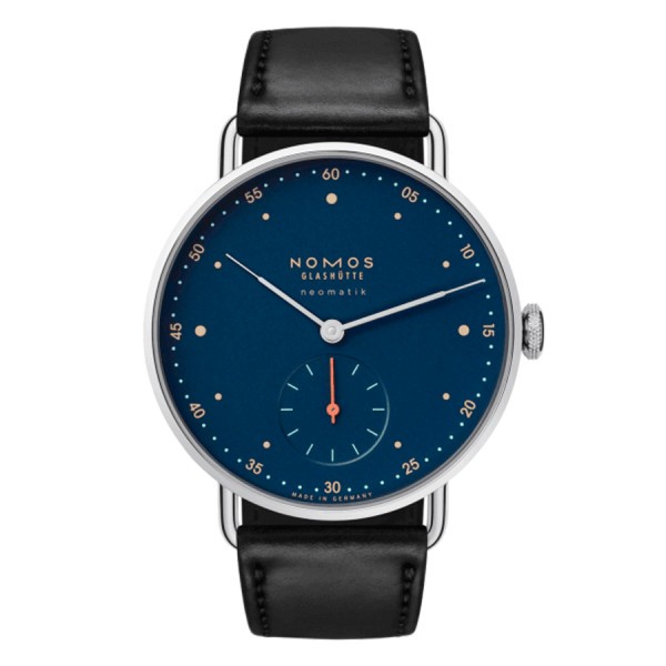  Montre NOMOS Metro Neomatik bleu nuit automatique bracelet cuir noir interchangeable 35 