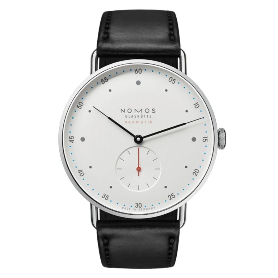  Montre NOMOS Metro Neomatik 39 automatique bracelet cuir noir cousu main 38,5 