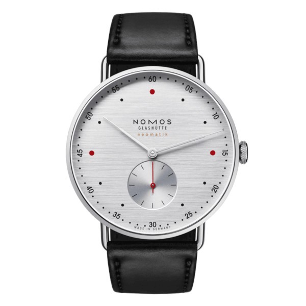  Montre NOMOS Metro Neomatik 39 silvercut automatique bracelet cuir noir cousu main 38,5 