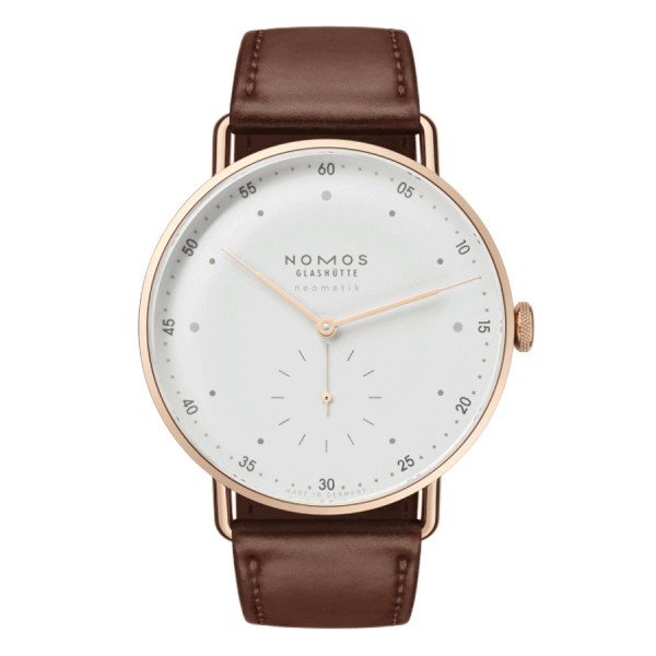  Montre NOMOS Metro Neomatik 39 automatique or rose bracelet cuir brun 38,5 